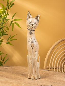 Сувенир «Кошка», белая, 60×12×6 см, дерево, МИКС