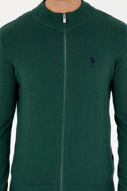 Мужской темно-зеленый базовый трикотажный кардиган - U.s. polo assn фото 6