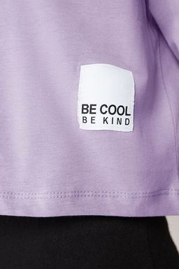 TRENDYOLMILLA Gri %100 Pamuk Relaxed/Rahat Kal?p Dokuma Etiket Detayl? Orme T-Shirt TWOSS24TS00219 фото 3