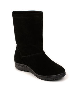 Полусапоги женские на литой подошве., Черные. Замша. Подклад овчина.