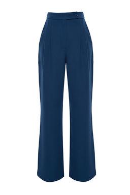Lacivert Wide Leg Genis Paca Yuksek Bel Dokuma Kumas Pantolon TWOAW22PL0066