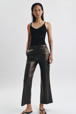 PANTAL?N PIEL FLARE ZW COLLECTION LIMITED EDITION / Marr?n