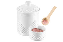 Банка д/соли 500 мл 15,5*10*14,5 см Ромбики с деревянной ложкой и крышкой - Elan gallery фото 6