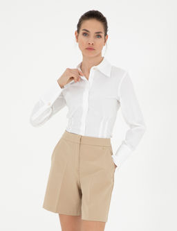 Beyaz Slim Fit Uzun Kollu G_mlek