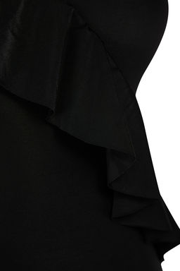 TRENDYOLMILLA Siyah Tek Omuz Volanl? Regular Mayo TBESS25MA00029 фото 12