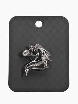 Брошь "Лошадь" изящная, цвет белый в серебре