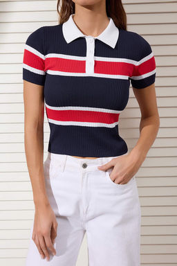 Ekru Polo Yaka Basic Triko Ince Bluz TWOSS26BZ00422