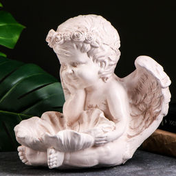 Фигура-подсвечник гипс Ангел с кувшинкой, 23?23?27 см, состаренный - Хорошие сувениры фото 5