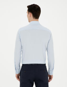 A__k Mavi Slim Fit Uzun Kollu G_mlek