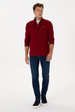 Erkek Regular Fit Yar_m Fermuarl_ Bordo Basic Sweatshirt - U.s. polo assn фото 4