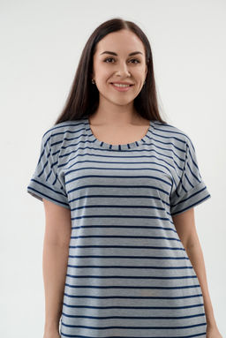 Туника женская из вискозы Полоса серо-черный макси - Амадэль фото 9