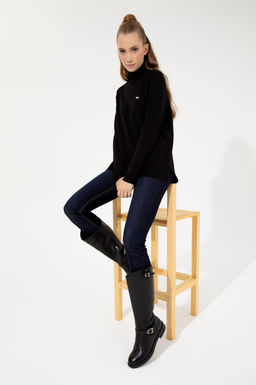 Kad_n Siyah Basic Kazak