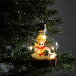 Ёлочный шар Зайка, 10х13 см, 1 LED, от батареек, свечение тёплое белое - Luazon lighting фото 2