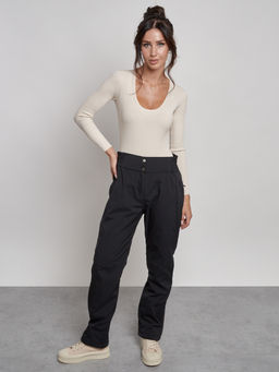 Брюки утепленные спортивные с высокой посадкой женские зимние черного цвета 7141Ch - Colannia фото 13