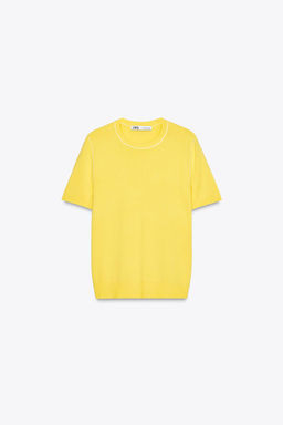 SHORT SLEEVE KNIT TOP WITH PIPING - Zara фото 35