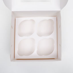 Коробка для 4 капкейка с окном, белая, 16×16×10 см