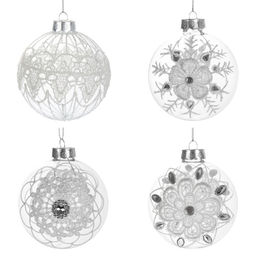 Украшение новогоднее Шар "Кружева" (блок 12), D 8 см, L8 W8 H8 см, 4в.