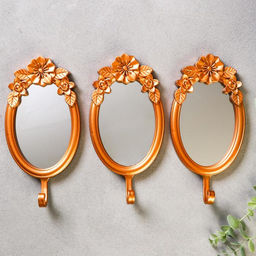 Декоративные крючки настенные с зеркалом «Цветочные», набор 3 шт., 38×25×4.2 см