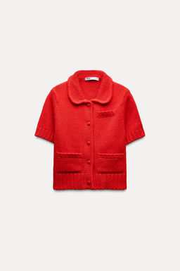 SHORT SLEEVE KNIT CARDIGAN