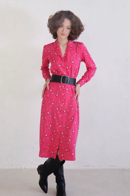 11038 Платье-рубашка с английским воротником малиновое - Martichelli фото 22