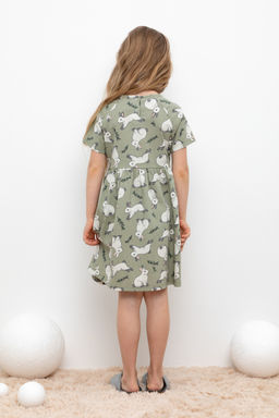 КР 5794/оливковый хаки,нежные зайчики к437, платье