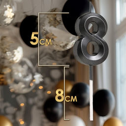 Цена за 2 шт. Свеча в торт на шпажке «Цифра 8», черная, 5 см
