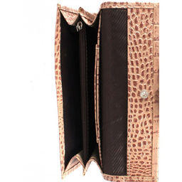 Портмоне женское Croco-ПР-952 натуральная кожа 3 отд, 5 карм, бежевый кайман (79) 264732  фото 3