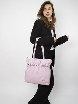 LACCOMA сумка Y1750-лавандовый натуральная кожа хлопок фото 7