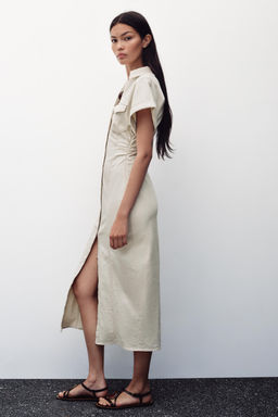 MIDI DRESS WITH GATHERED WAIST - Zara фото 24