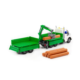 Профи, автомобиль бортовой с манипулятором и прицепом инерционный (со светом и звуком) (зелёный) (в коробке) - Полесье фото 4