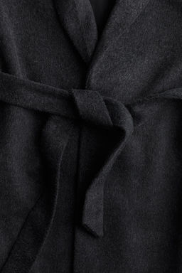 Abrigo con acabado cepillado y cinturon de anudar - H&m фото 7