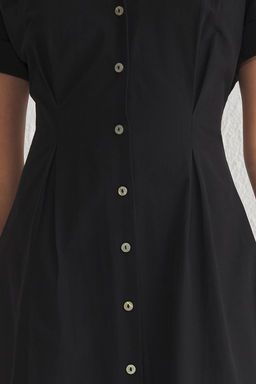 TRENDYOLMILLA Siyah Belden Ac?lan Midi Dokuma Gomlek Elbise TWOSS24EL00052  фото 3