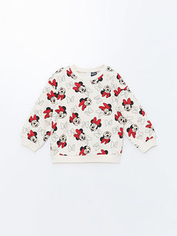 Bisiklet Yaka K?sa Kollu Minnie Mouse Bask?l? K?z Bebek Sweatshirt