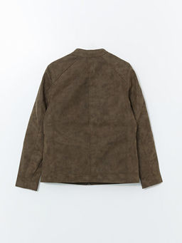 Biker Yaka Deri G?r?n?ml? Erkek Ceket