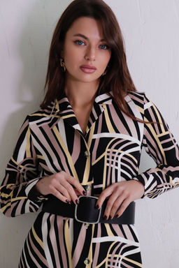 Платье-рубашка с английским воротником принт - Martichelli фото 46