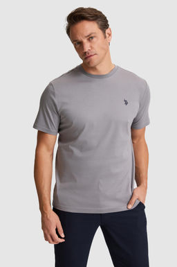 Erkek Gri Regular Fit Bisiklet Yaka Basic Ti__rt