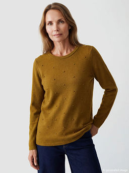 Bisiklet Yaka Kendinden Desenli Kad?n Triko Kazak