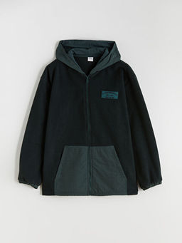 Kap??onlu Erkek ?ocuk Polar Fermuarl? Sweatshirt