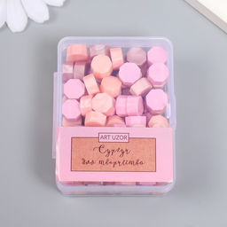 Сургуч в гранулах в коробочке Восьмигранник палитра розового 35 гр 2,4х5,5х7 см - Арт узор фото 3