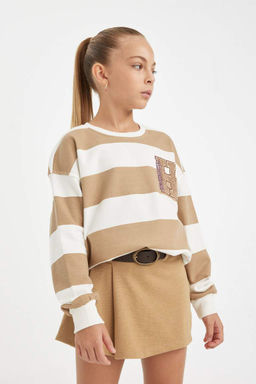 Толстовка для девочек с вышивкой Relax Fit - Defacto фото 4