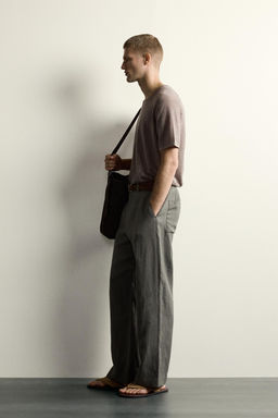 CAMISETA PUNTO RELAXED FIT 100% LINO / Marr?n / Topo - Zara фото 4