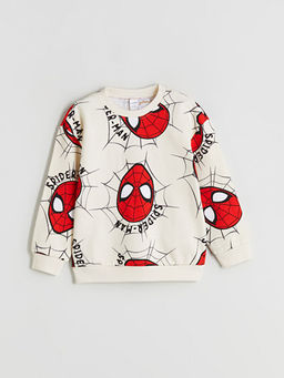Bisiklet Yaka Spider-Man Bask?l? Erkek ?ocuk Sweatshirt
