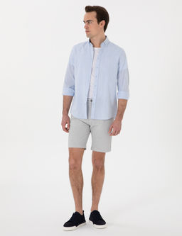 Gri Slim Fit Gofre Beli Lastikli Dokuma _ort