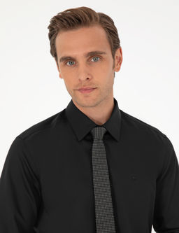 Рубашка Pierre Cardin Slim Fit черная с длинным рукавом