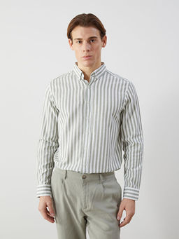Regular Fit Uzun Kollu ?izgili Poplin Erkek G?mlek