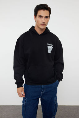 Худи Trendyolmilla Oversize с капюшоном черный с флисом