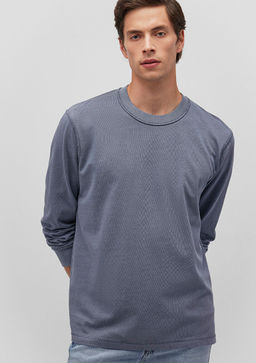 Uzun Kollu Mavi Tisort  фото 2