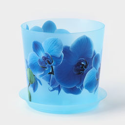 Цена за 2 шт. Горшок для орхидей с поддоном IDEA «Деко», 1.2 л, пластиковый, голубой