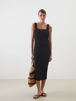 Kare Yaka Bodycon Elbise