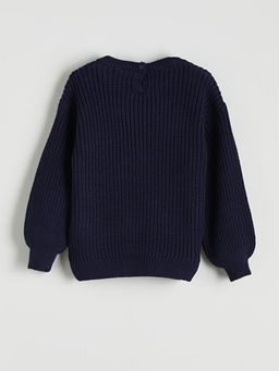 Bisiklet Yaka Nak??l? K?z ?ocuk Triko Kazak